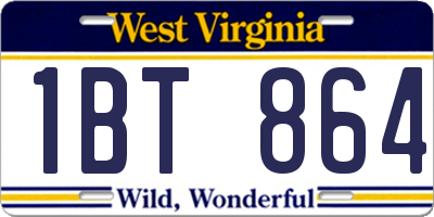 WV license plate 1BT864