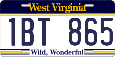 WV license plate 1BT865