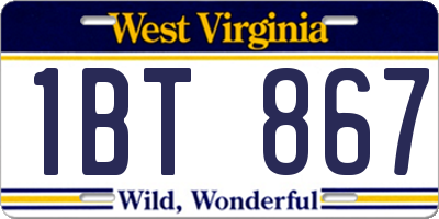 WV license plate 1BT867