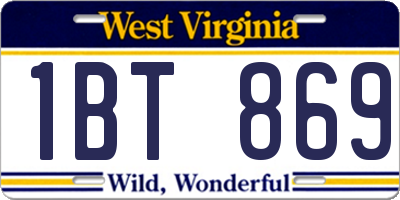 WV license plate 1BT869
