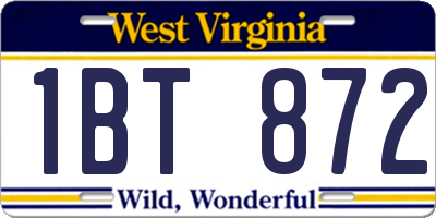 WV license plate 1BT872