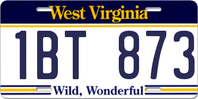 WV license plate 1BT873