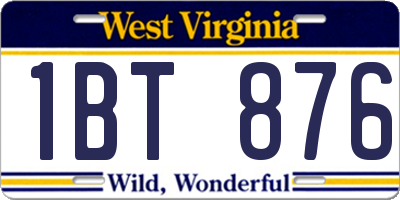 WV license plate 1BT876