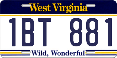 WV license plate 1BT881