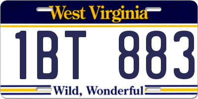 WV license plate 1BT883