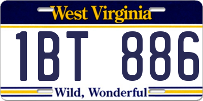 WV license plate 1BT886