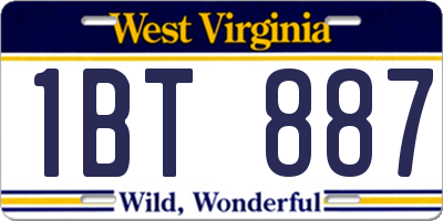 WV license plate 1BT887