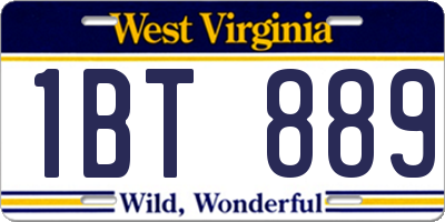 WV license plate 1BT889
