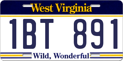 WV license plate 1BT891