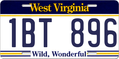 WV license plate 1BT896