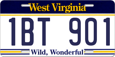 WV license plate 1BT901