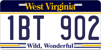 WV license plate 1BT902