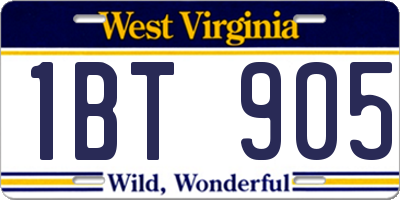 WV license plate 1BT905