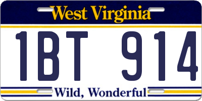 WV license plate 1BT914