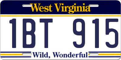 WV license plate 1BT915