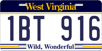 WV license plate 1BT916