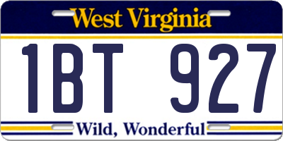 WV license plate 1BT927