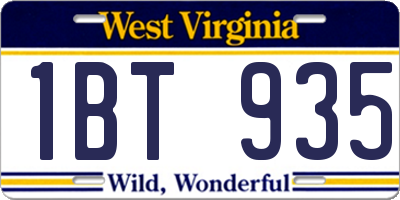 WV license plate 1BT935