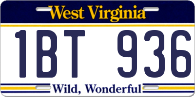 WV license plate 1BT936