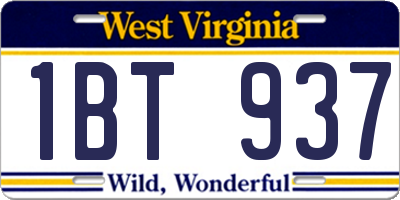 WV license plate 1BT937