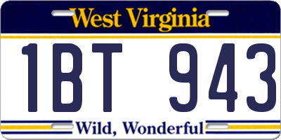 WV license plate 1BT943