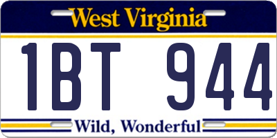 WV license plate 1BT944
