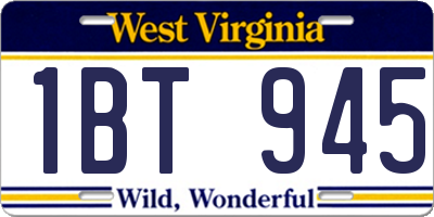 WV license plate 1BT945