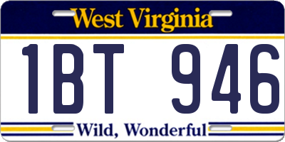 WV license plate 1BT946