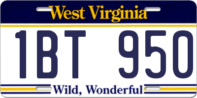 WV license plate 1BT950