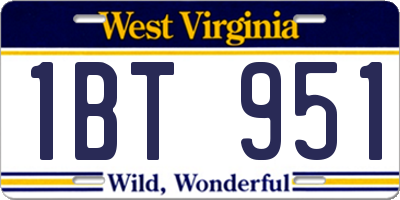 WV license plate 1BT951