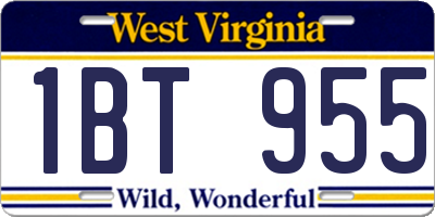 WV license plate 1BT955