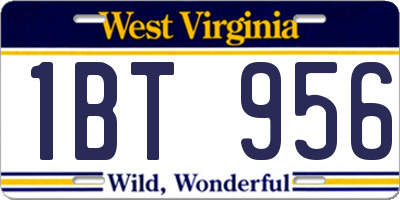 WV license plate 1BT956