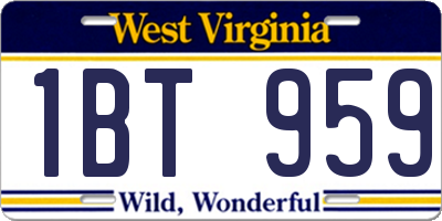 WV license plate 1BT959