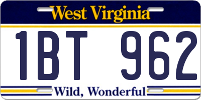 WV license plate 1BT962