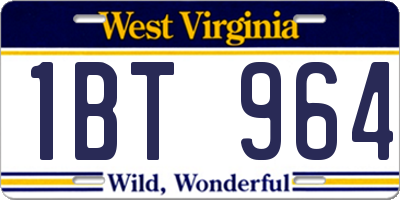 WV license plate 1BT964