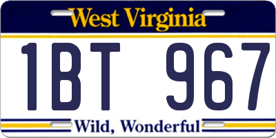 WV license plate 1BT967