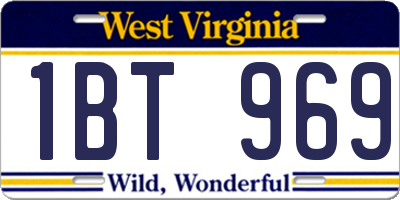 WV license plate 1BT969