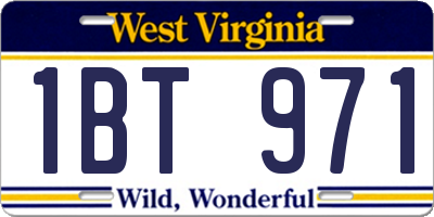 WV license plate 1BT971
