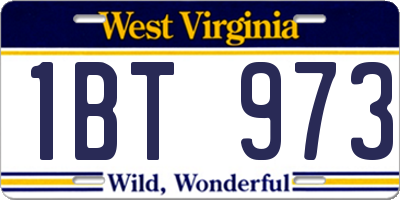 WV license plate 1BT973