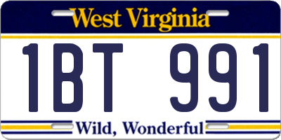 WV license plate 1BT991