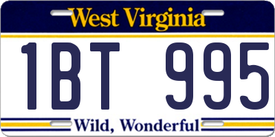 WV license plate 1BT995
