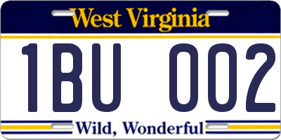 WV license plate 1BU002