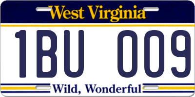 WV license plate 1BU009