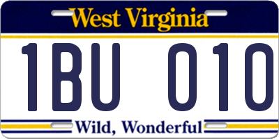 WV license plate 1BU010