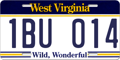 WV license plate 1BU014