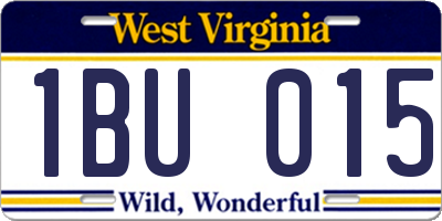 WV license plate 1BU015