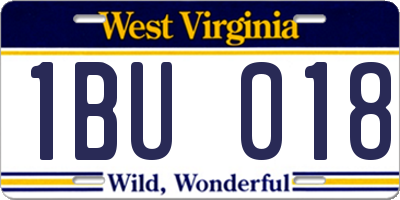 WV license plate 1BU018