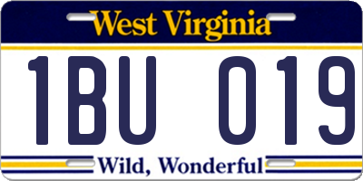 WV license plate 1BU019