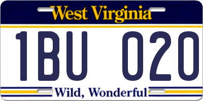 WV license plate 1BU020