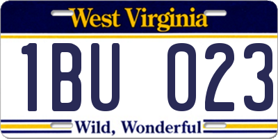 WV license plate 1BU023